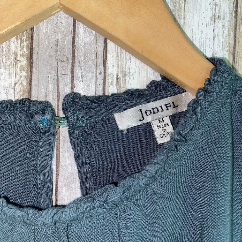 Jodifl Blue/Green Eyelet Long Sleeve Blouse - Picture 4 of 4